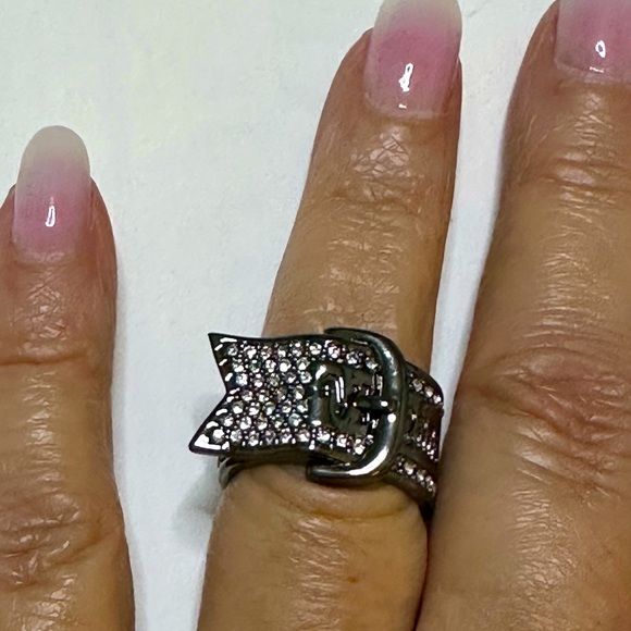 Sold out Vivienne Westwood dark gray / black sparkly signature band Ring - Picture 6 of 10